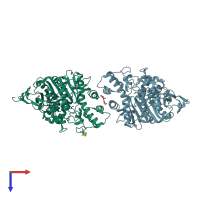 PDB entry 2jgk coloured by chain, top view.