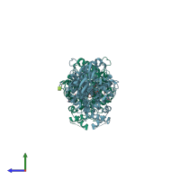 PDB entry 2jgl coloured by chain, side view.