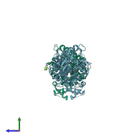 PDB entry 2jgm coloured by chain, side view.