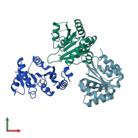 PDB entry 2jgn coloured by chain, front view.