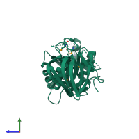 PDB entry 2jgr coloured by chain, side view.