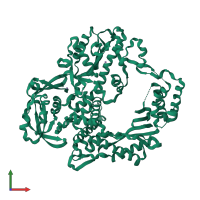 PDB entry 2jgu coloured by chain, front view.