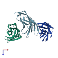 PDB entry 2jh2 coloured by chain, top view.