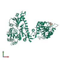 PDB entry 2jh9 coloured by chain, front view.