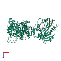 PDB entry 2jh9 coloured by chain, top view.