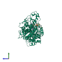 PDB entry 2jha coloured by chain, side view.