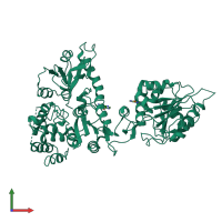 PDB entry 2jhc coloured by chain, front view.