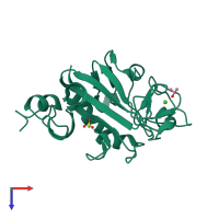 PDB entry 2jhm coloured by chain, top view.