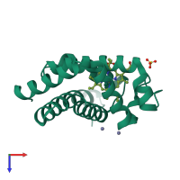 PDB entry 2jho coloured by chain, top view.