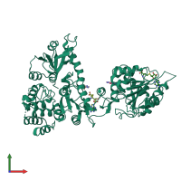 PDB entry 2jhp coloured by chain, front view.