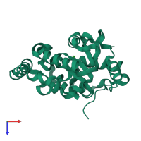 PDB entry 2jhq coloured by chain, top view.