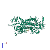PDB entry 2jhr coloured by chain, top view.