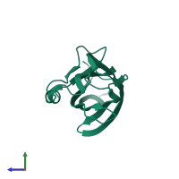 PDB entry 2jhy coloured by chain, side view.