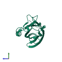 Monomeric assembly 1 of PDB entry 2jhz coloured by chemically distinct molecules, side view.