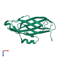 Monomeric assembly 1 of PDB entry 2jhz coloured by chemically distinct molecules, top view.
