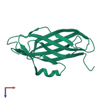 Monomeric assembly 2 of PDB entry 2jhz coloured by chemically distinct molecules, top view.