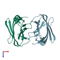 PDB entry 2jhz coloured by chain, top view.