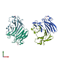 PDB entry 2ji2 coloured by chain, front view.