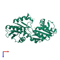 PDB entry 2ji4 coloured by chain, top view.