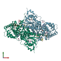 PDB entry 2ji7 coloured by chain, front view.