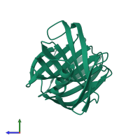 PDB entry 2jic coloured by chain, side view.