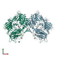PDB entry 2jid coloured by chain, front view.