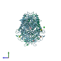 PDB entry 2jid coloured by chain, side view.