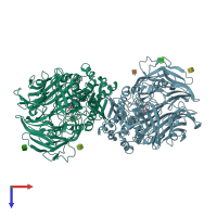 PDB entry 2jid coloured by chain, top view.
