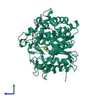 PDB entry 2jie coloured by chain, side view.