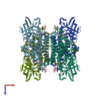 PDB entry 2jif coloured by chain, top view.