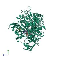 PDB entry 2jio coloured by chain, side view.