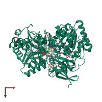 PDB entry 2jip coloured by chain, top view.
