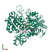 PDB entry 2jiq coloured by chain, front view.