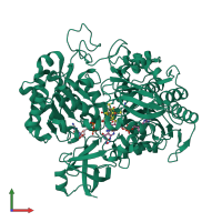 PDB entry 2jir coloured by chain, front view.