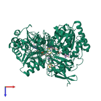 PDB entry 2jir coloured by chain, top view.