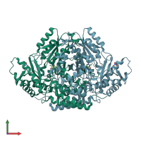 PDB entry 2jis coloured by chain, front view.