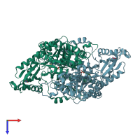 PDB entry 2jis coloured by chain, top view.