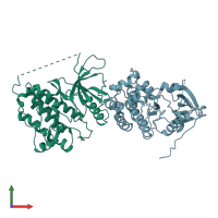 PDB entry 2jit coloured by chain, front view.