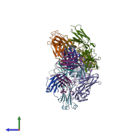 PDB entry 2jix coloured by chain, side view.
