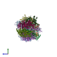 PDB entry 2jj1 coloured by chain, side view.