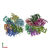 PDB entry 2jj2 coloured by chain, front view.