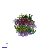 PDB entry 2jj2 coloured by chain, side view.