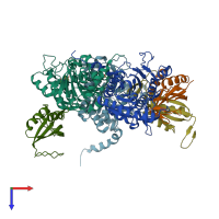 PDB entry 2jj4 coloured by chain, top view.