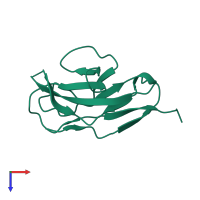 PDB entry 2jjw coloured by chain, top view.