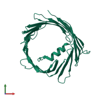 PDB entry 2jk4 coloured by chain, front view.