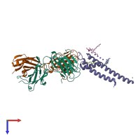 PDB entry 2jk5 coloured by chain, top view.