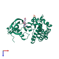 PDB entry 2jkk coloured by chain, top view.