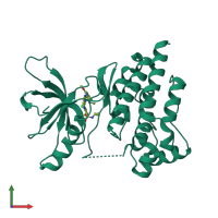 PDB entry 2jkm coloured by chain, front view.