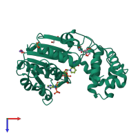 PDB entry 2jl1 coloured by chain, top view.