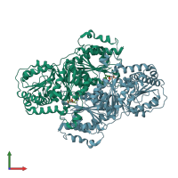 PDB entry 2jlc coloured by chain, front view.